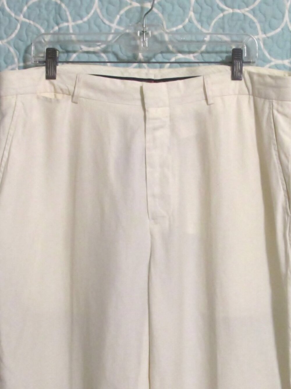 Mens POLO by RL Ivory Cream Linen Silk Blend Dress Pants 38 X 32 ORIG $129 - Picture 2 of 4